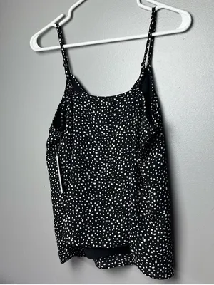 NWT Abound Black Ivory Polka Dot Cami Top V-Neck Spaghetti Strap Size Small thumbnail 5