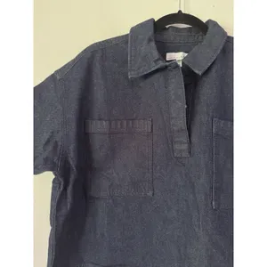 NWOT Loft Dark Wash Denim Pullover Shirt Indigo Blue Size Medium thumbnail 3
