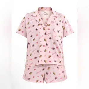 WAY TO CELEBRATE Womens PJ Shorts Set Size Medium 8-10 FOOTBALL theme Pink New thumbnail 2