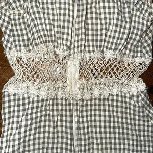 Exclusively Gantos crochet waist green gingham vintage dress thumbnail 5