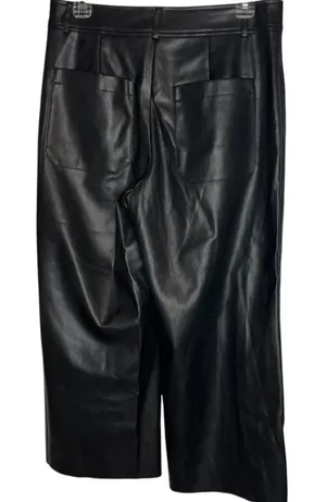 Mark Alan NY Women's M Cropped Black Faux Leather Pants Wide Leg Elevated Basic‎ thumbnail 1
