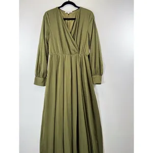 Baltic Born Womens Dress Green Lydia Maxi V Neck Surplice Waist Tie A Line Large thumbnail 5