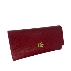 Gucci GG Marmont Continental‎ Wallet Hibiscus Red Pebbled Leather Wallet thumbnail 5