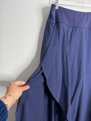 Halara Breezeful High‎ Waist High Low Ruffle 2-in-1 Flowy Maxi Skirt Navy 2X thumbnail 8