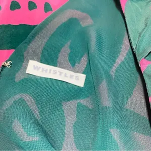 Whistle 100% Silk Green and Pink Sleeveless Shift Mini Dress Sz-10 thumbnail 7
