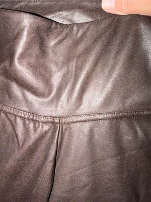 Time and Tru Brown Coated Faux Leather Leggings Size S thumbnail 3