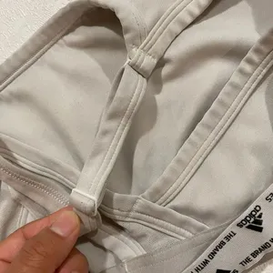 Adidas Sports Bra Beige Tan Logo Strappy Back Size L thumbnail 6