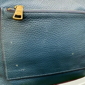 Coach Pebbled Leather Duffle Shoulder Bag 50115 Twist Lock Blue Hobo Crossbody L thumbnail 8