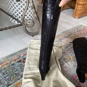Tanino Crisci brand new black quilted leather boots gorgeous! thumbnail 2
