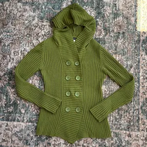 Vintage Mingle Green Ribbed Hooded Cardigan L Y2K Twee Indie Fairy Fall Cyber thumbnail 4