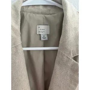 A New Day Linen Blazer Womens Medium Tan Oversized Preppy Coastal Beachy Career‎ thumbnail 4