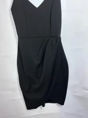 Lulus Black V-Neck Ruched Tulip Hem Bodycon Mini Dress XS thumbnail 2