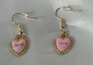 Valentines Heart Earrings Pink thumbnail 2