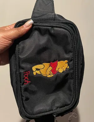 Vintage Disney World Winnie The Pooh Fanny Pack - Black Nylon Belt Bag Y2K thumbnail 1
