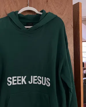 Seek Jesus forest green hoodie thumbnail 1