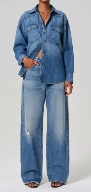 NEW Citizens of Humanity Ayla Baggy Jeans Solano Wash‎ Distressed Womens Size 24 thumbnail 1