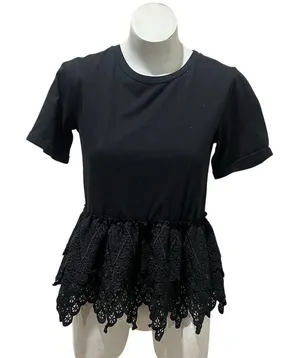 Endless Rose Womens T-Shirt Size S Black Short Sleeve Crew Neck Lace thumbnail 1