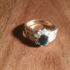 Simulated Emerald and White Crystal Gold Plate Ring (Size 10) thumbnail 8