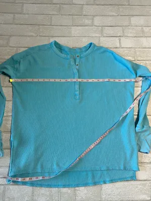Offline Light Blue/Teal Waffle Henley Long-Sleeve Shirt thumbnail 6