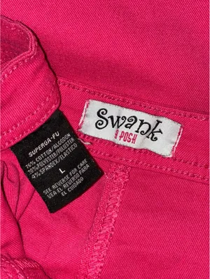 Super Swank" High-Waisted Stretchy Skinny Jeans - Fuchsia Pink (Size L) thumbnail 4