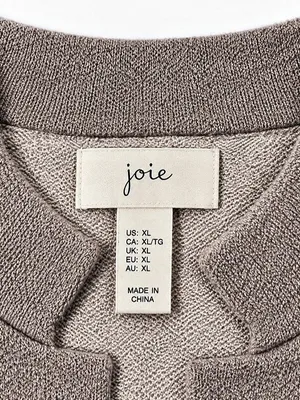 Joie XL Floral Intarsia Longline Cardigan Taupe Ivory Open Front Sweater thumbnail 4