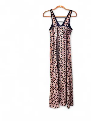 Altar'd State Orange & Navy Geometric Print Sleeveless Maxi Dress thumbnail 6