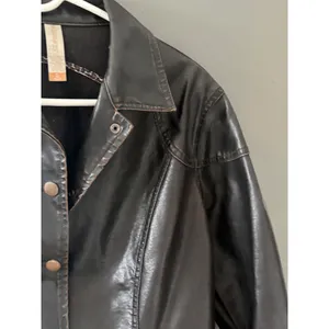 No Boundaries Vintage Y2k‎ Womens Brown Faux Leather Button Front Jacket XL Moto thumbnail 4
