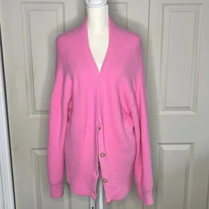 American Eagle Oversized Barbie Pink Super Soft Cardigan Sz S Fits L thumbnail 2