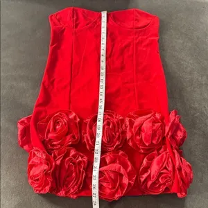 Women’s Red Bodycon Flower Dress Corset Style Back Size L NWOT thumbnail 7