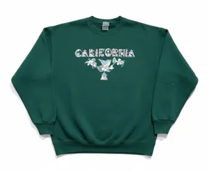 Vintage 90s California Hummingbird Floral Hunter‎ Green Crewneck Sweatshirt XL thumbnail 1