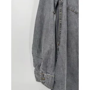Timing Chambray Cotton Shirt Dress M Pockets Dark Grey Roll Tab Sleeve Summer thumbnail 5