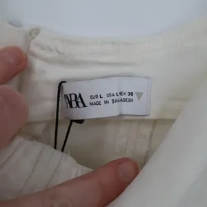 Zara Corset Top Womens Large White Denim Cotton Stretch Back Zip Wide Strap thumbnail 5