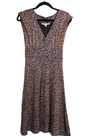 Diane von Furstenberg DVF Enola Brown Patterned V Neck Sleeveless Midi Dress 8 thumbnail 1