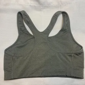 Nike Dri Fit Racerback Swoosh Sports Bra Women's Size M Gray Athleisure thumbnail 4