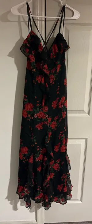 American Eagle Black and red floral maxi dress thumbnail 1