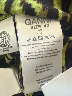 Ganni Women’s Lime Tiger Halter Top Dress Size 42/L Silk NWT Casual Evening Dres thumbnail 12