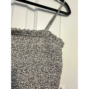Jessica‎ Simpson Mini Dress Smocked Tiered Black White Leopard Print NWT Boho M thumbnail 6