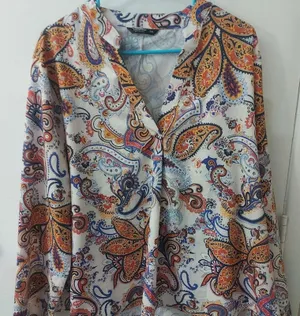 SHEIN Curve Floral V-Neck Paisley Print Blouse 2XL Plus Boho Dopamine 70s Look thumbnail 1