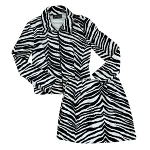 Vintage Y2K Zebra Print Sans Souci Two Piece Jacket & Mini Skirt Set thumbnail 1