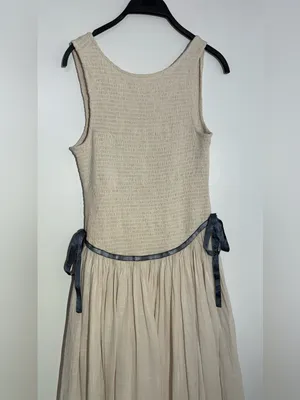 NWOT Free People Nightingale Solid Midi Dress with Navy Tie thumbnail 9