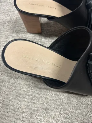 Loeffler Randall Clo Tassel Mules Womens 8.5 Black Leather stacked heels thumbnail 2