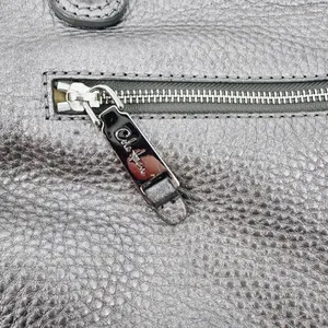 Cole Haan XL‎ Silver Pebbled Leather Satchel Hobo Shoulder Bag Crossbody Strap thumbnail 5