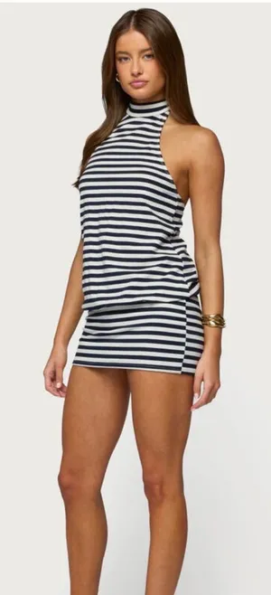 Edikted Milah striped halter neck dress size small thumbnail 1