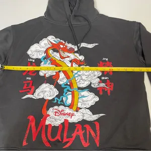 Disney‎ Princess women’s gray Mushu Mulan Pullover Hoodie size Small thumbnail 6