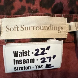 Soft Surroundings‎ Metro Denim Leopard Print Pants Red Black 22W 5DU24 Stretch thumbnail 3