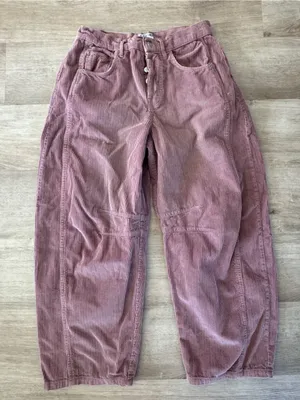 Free People We The Free Good Luck Barrel Corduroy Jeans Size 27 Withered Rose thumbnail 2