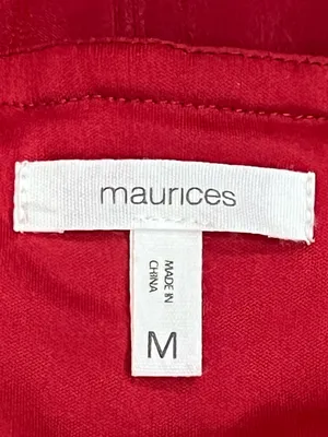 Maurices Deep Red Semi Satin Faux Wrap Ruffle Midi Dress Size Medium thumbnail 11