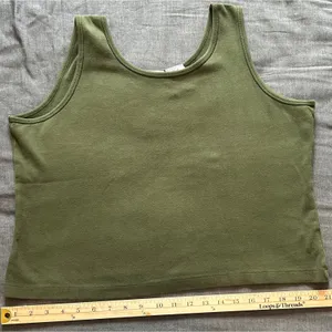 Liz Baker Petite Womens Large Tank Top Olive Green Scoop Neck Cotton Lycra thumbnail 10