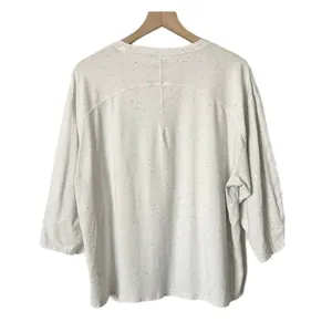 Lululemon LA 3/4 Sleeve Crewneck Shirt Pima Cotton Confetti White Size 12 thumbnail 2