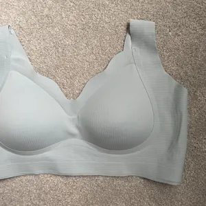Wireless Full Coverage Bra Supportive Comfort Spandex Light Blue Size 3XL thumbnail 3